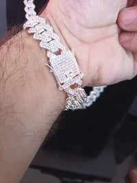 14 MM Miami Cuban Bracelet 7" CZ  AAA Quility Diamond, Silver Color1