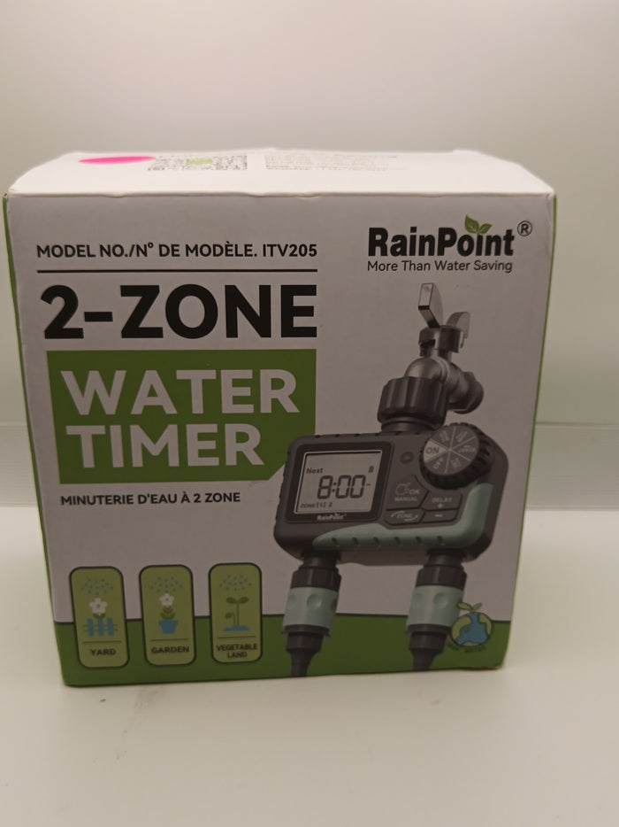 NEW RainPoint Programmable 2 Zone Water Timer - Model Number ITV2050