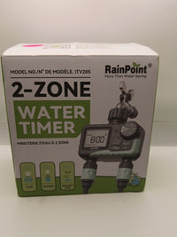 NEW RainPoint Programmable 2 Zone Water Timer - Model Number ITV2050