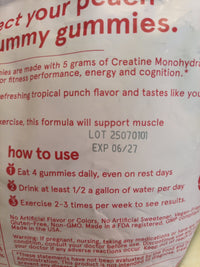 Peach Perfect Creatine Gummies 5g Tropical Fruit- Expires 6/273