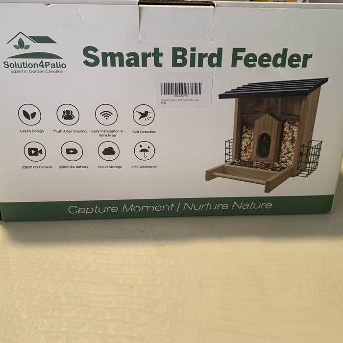 Solution4Patio Smart Bird Feeder AI Bird Identification. Ip65, Solar,  HD0