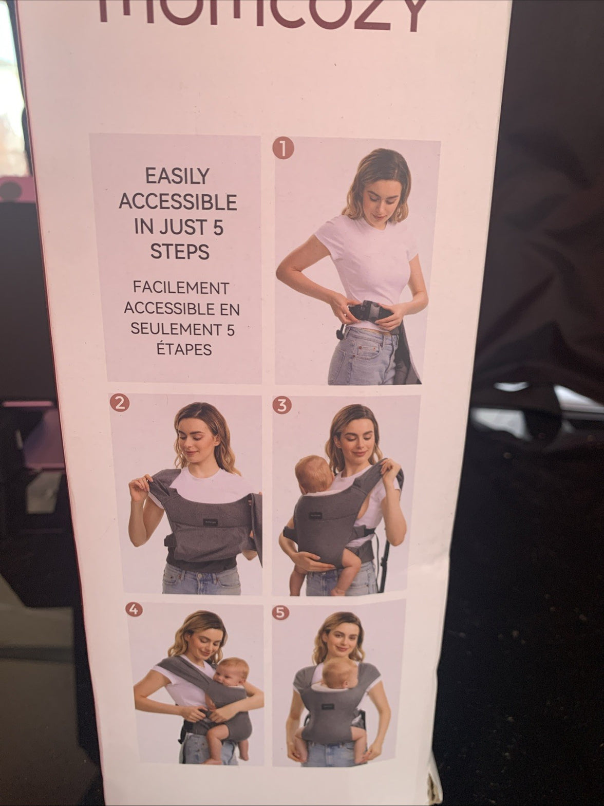 Momcozy Portable Baby Carrier Compact & Lightweight Adjustable 12-35 lbs. (Grey)3