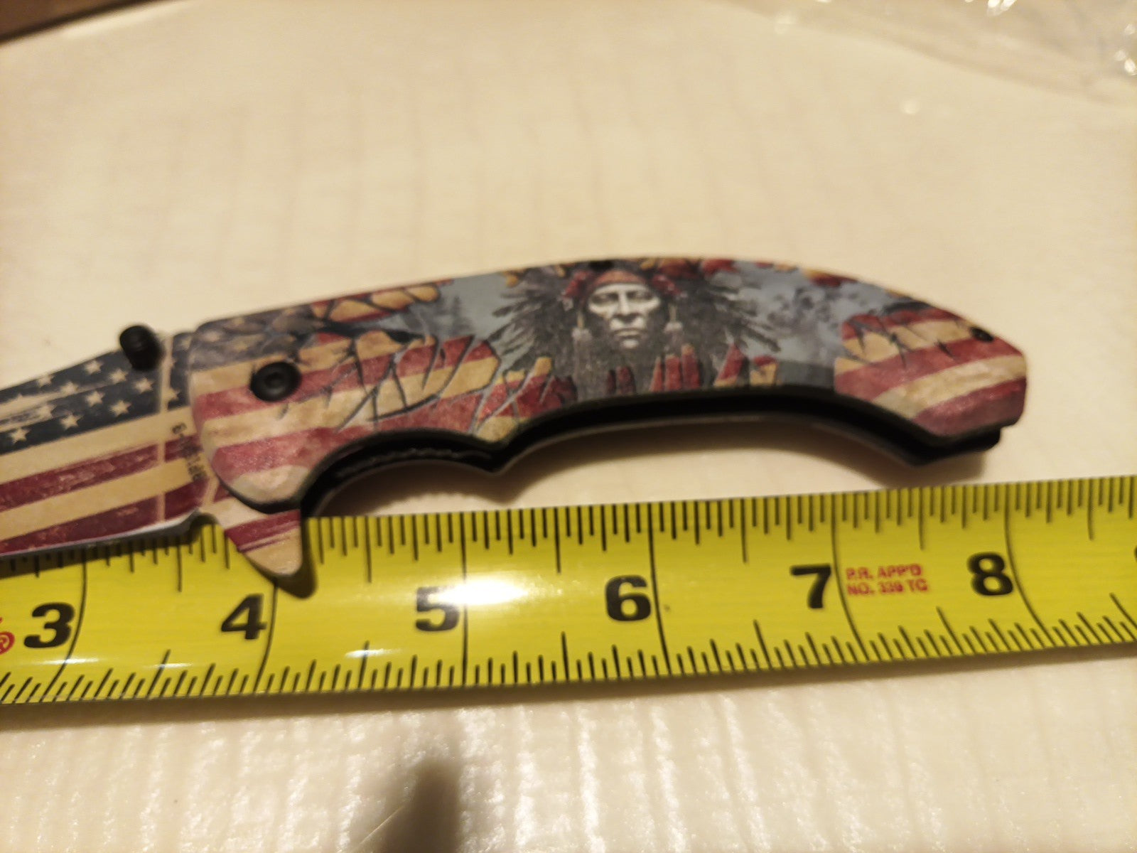  8" Patriotic Native American Pocket Knife Blade Assist-Open Folding Knife2