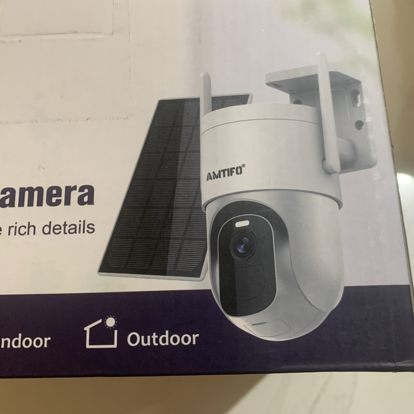 Amtifo Security Camera Wi-Fi & Sola Powered 360 Pts, 2K Image, Person Detection3