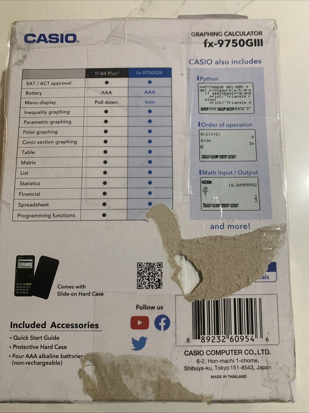 Casio Graphing Calculator Python SAT/ACT ApprovedFX-9750G1113