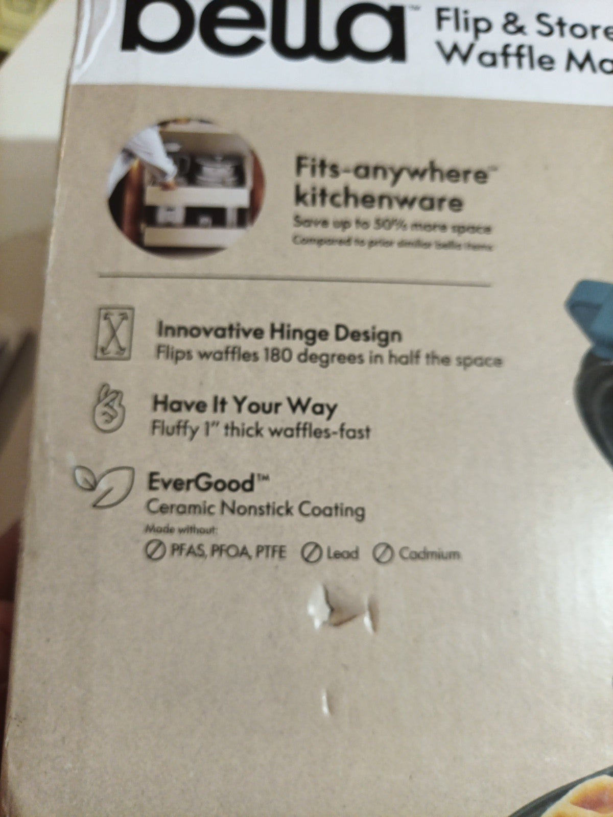 Flip-N-Store Belgian Waffle Maker, Evergood™ Ceramic Nonstick Coating, Surf Blue7