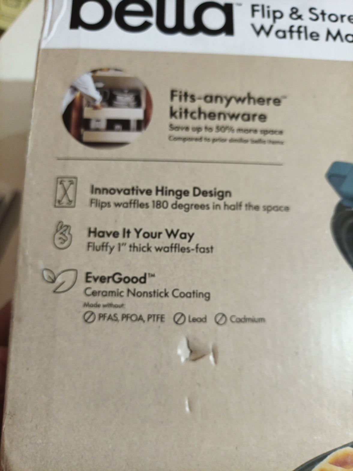 Flip-N-Store Belgian Waffle Maker, Evergood™ Ceramic Nonstick Coating, Surf Blue7