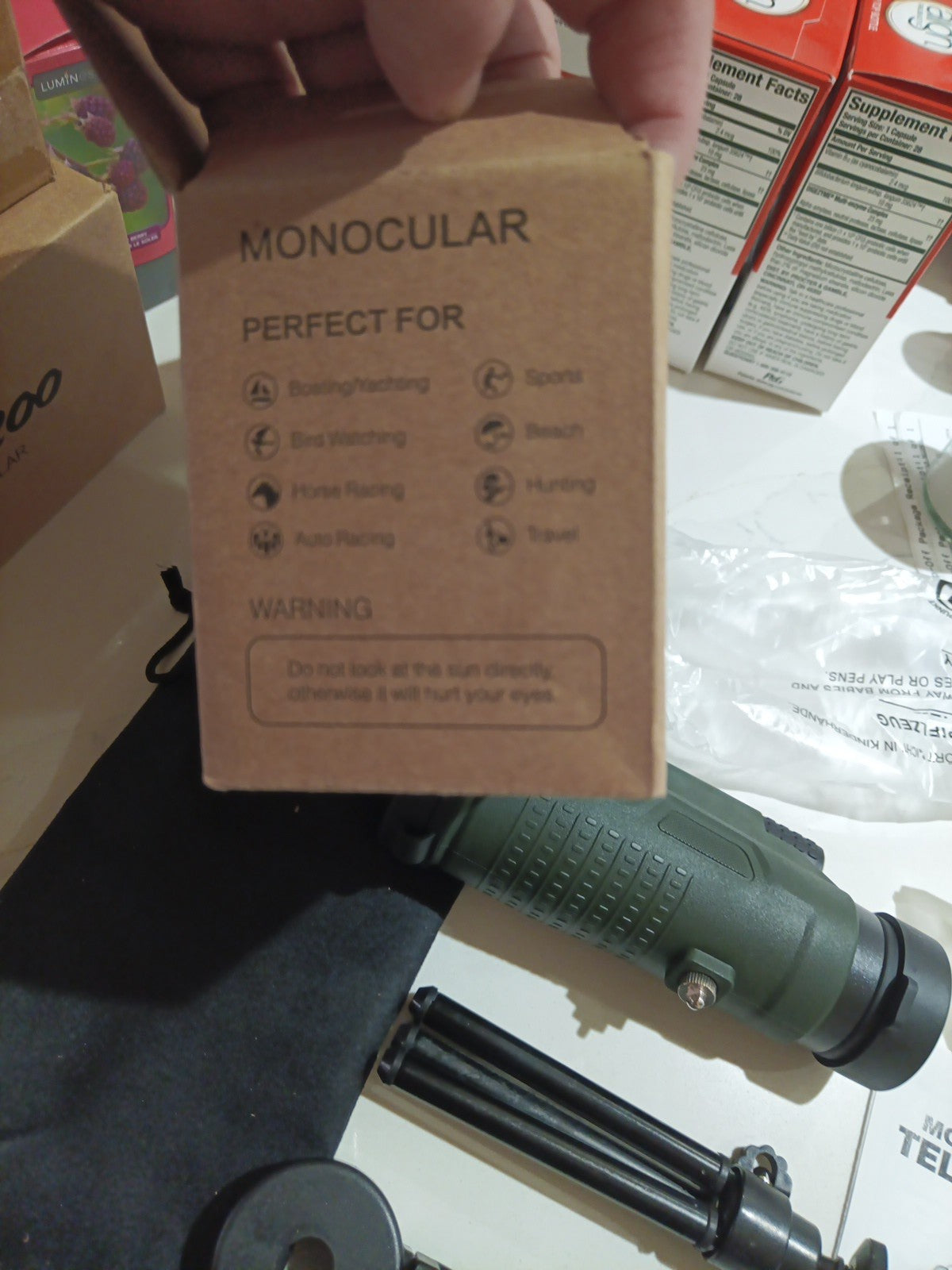 12X50 High Power Monocular Telescope with Smartphone Holder & Tripod - NEW4