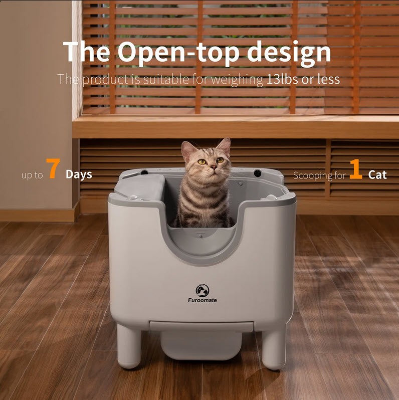 Furoomate Open Self Cleaning Cat Litter Box, Smart Automatic, New Open Box4