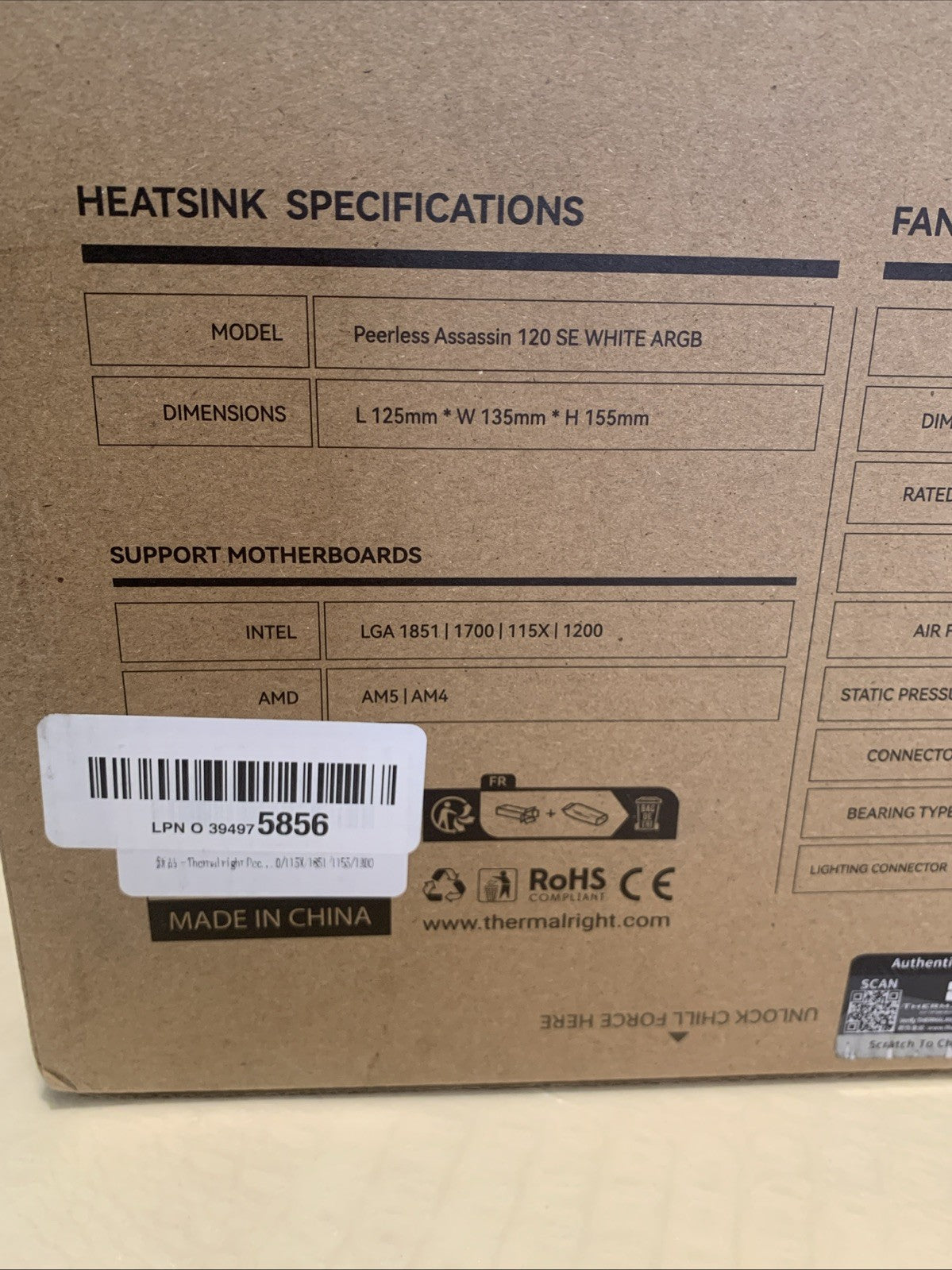 Peerless Assassin 120 SE CPU Cooler, 6 Heat Pipes AGHP Technology, Dual 120Mm PW4