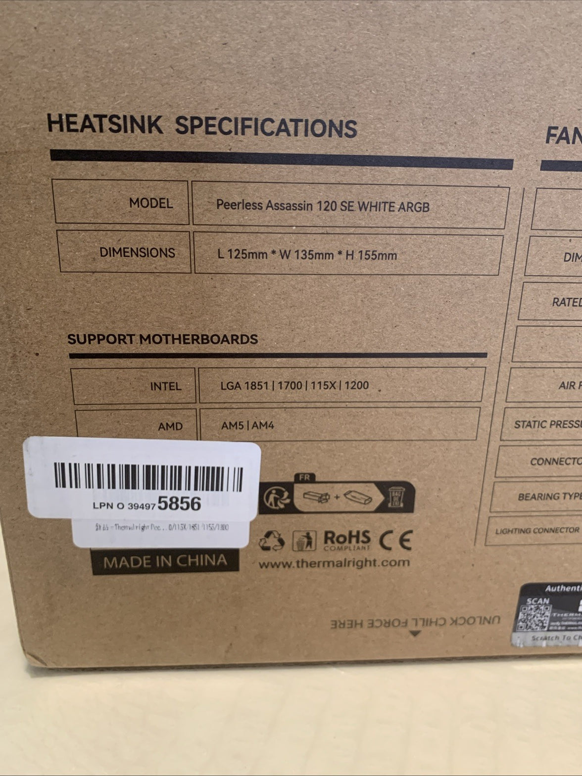 Peerless Assassin 120 SE CPU Cooler, 6 Heat Pipes AGHP Technology, Dual 120Mm PW4