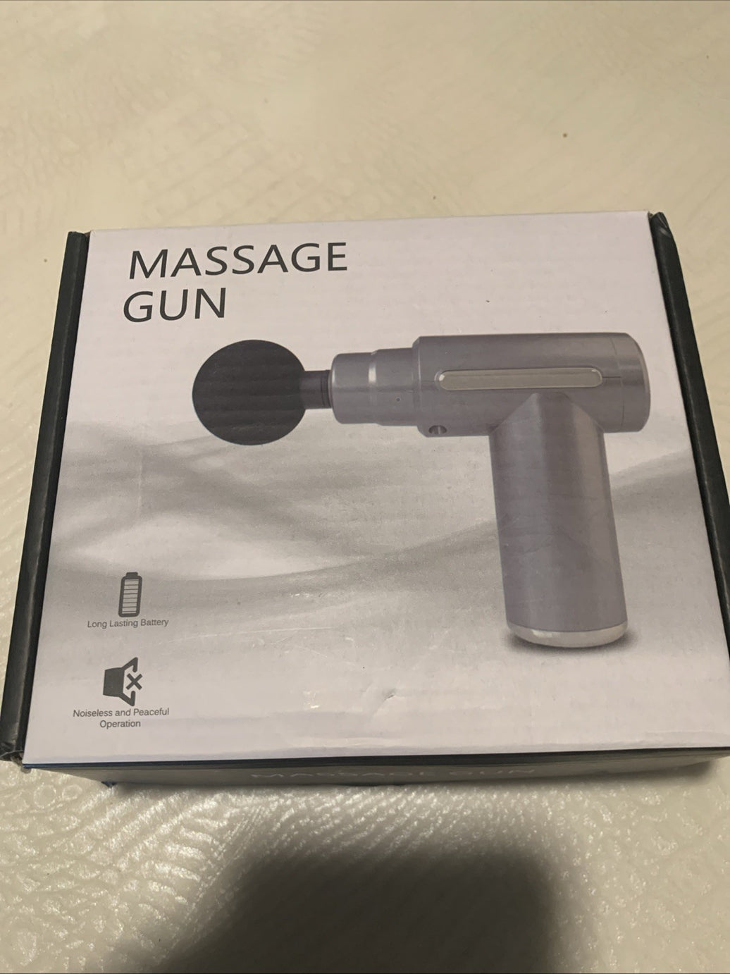 Cordless Handheld Massage Gun, 4 Heads, Rechargeable, Silver/Black, Full Body0