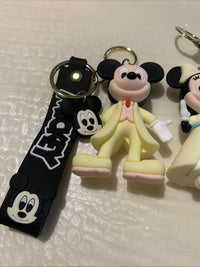 Pair Of Disney Mickey & Minnie Mouse Dale Bowser 3D Pendant Keychains Key Rings1