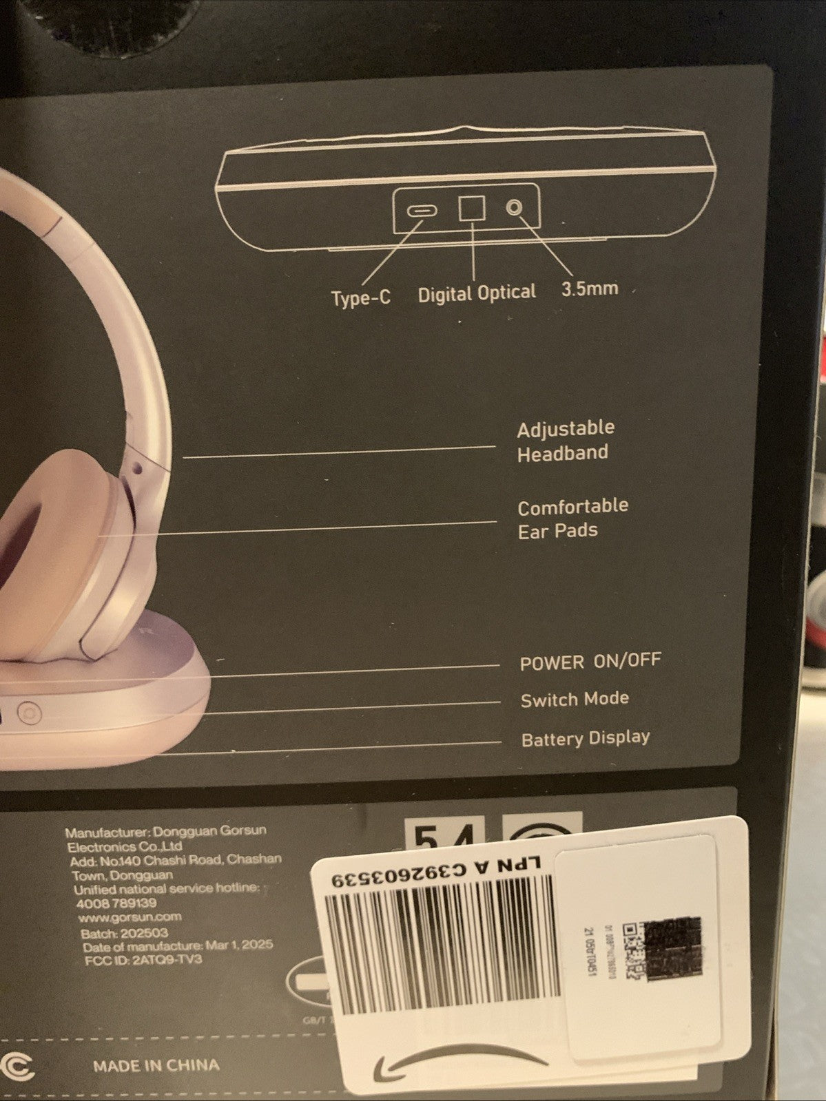 Gorsun TV3 Wireless TV Headphones Ensemble 2.4G Bluetooth Optical8