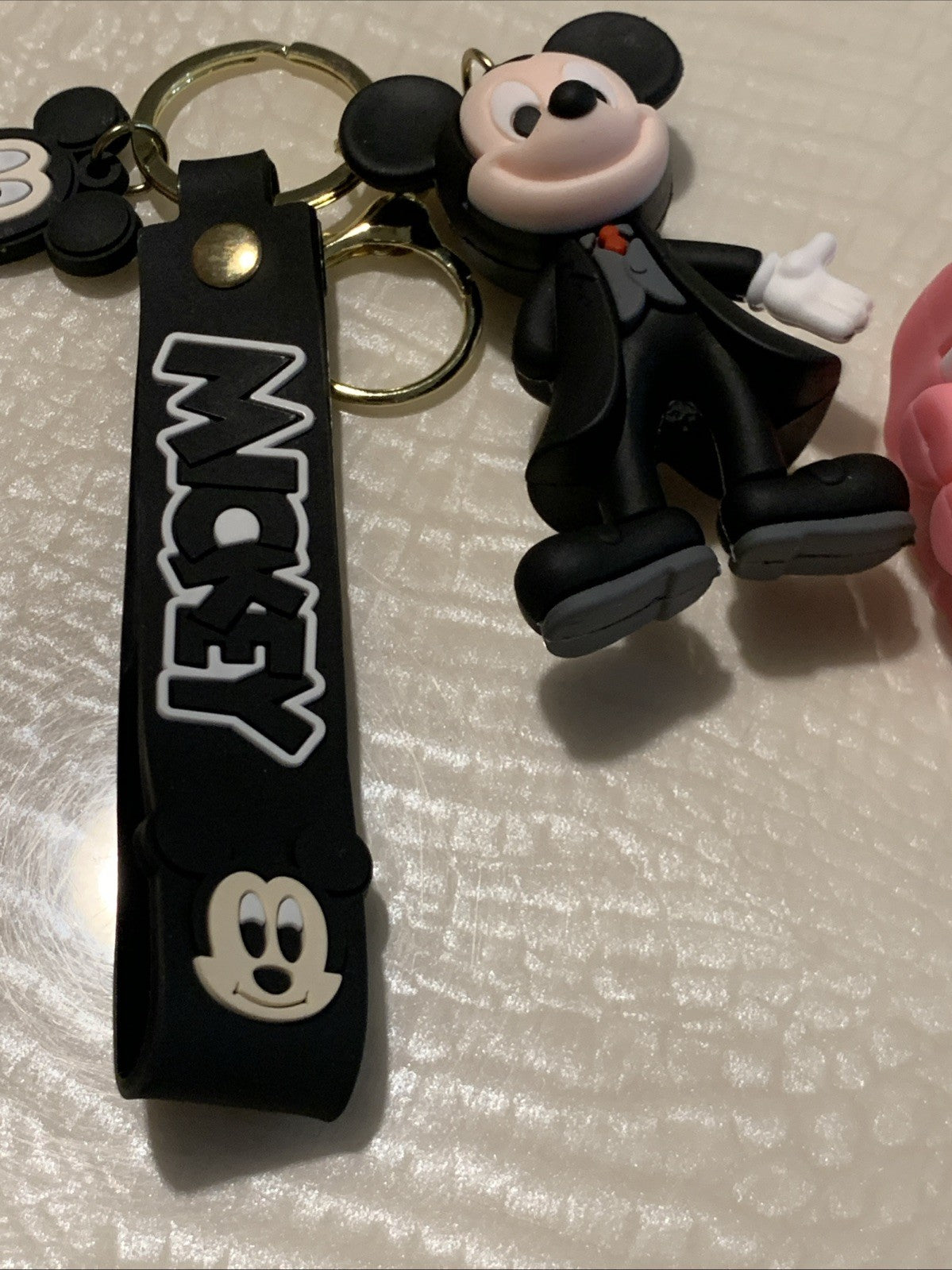 Pair Of Disney Mickey & Minnie Mouse Dale Bowser 3D Pendant Keychains Key Rings4