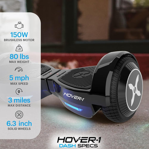 Hover-1 Dash Self Balancing Electric Hoverboard w/5 Mph Max Speed, Black