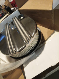 Air Cleaner 12 Inch Oval Half Finned Aluminium + Element Suit 4 Barrel Hot Rod1