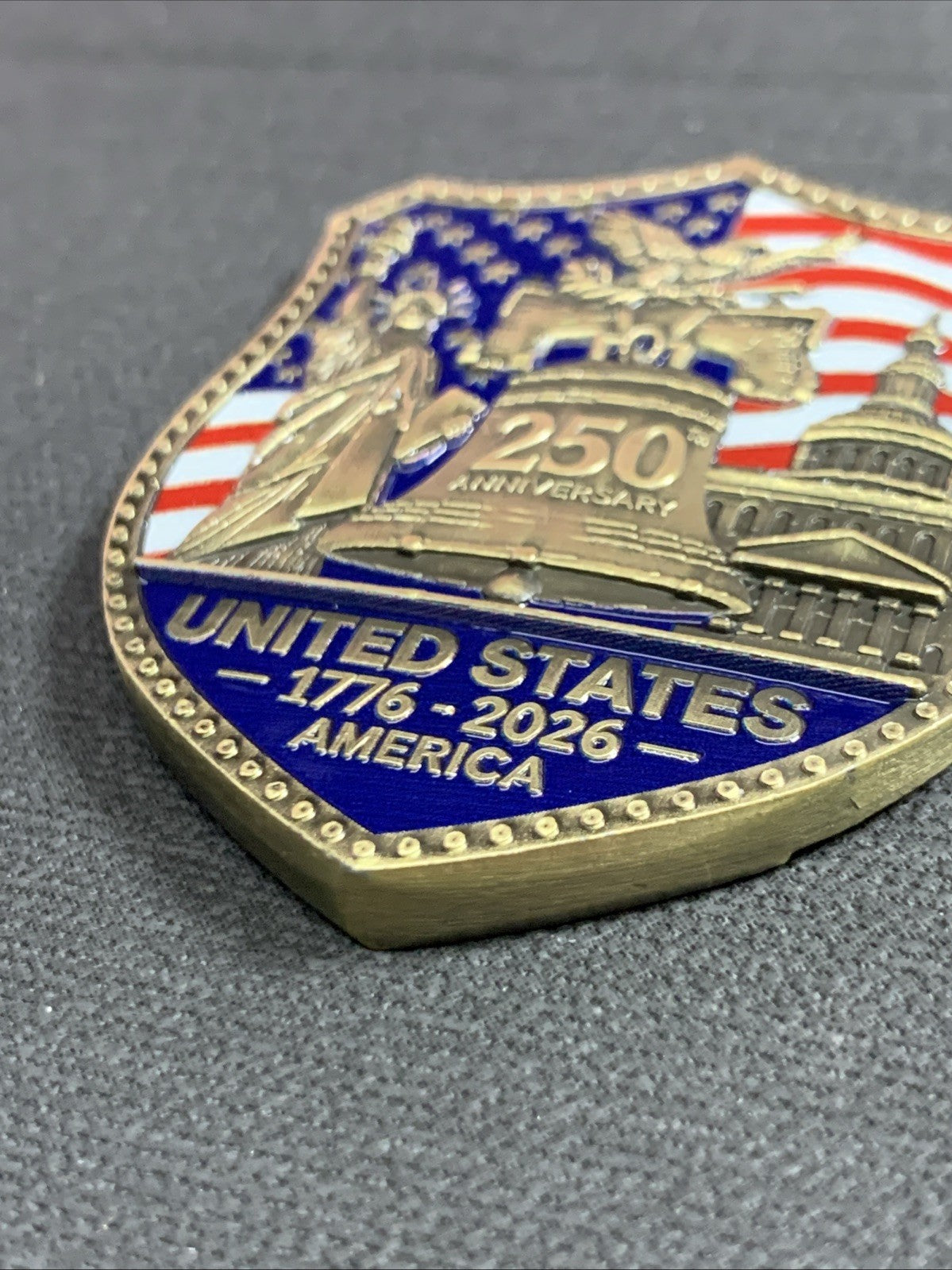 Liberty Bell 250th Challenge Coin 1.5 in round. Engraved Enameled Heavy Detailed1