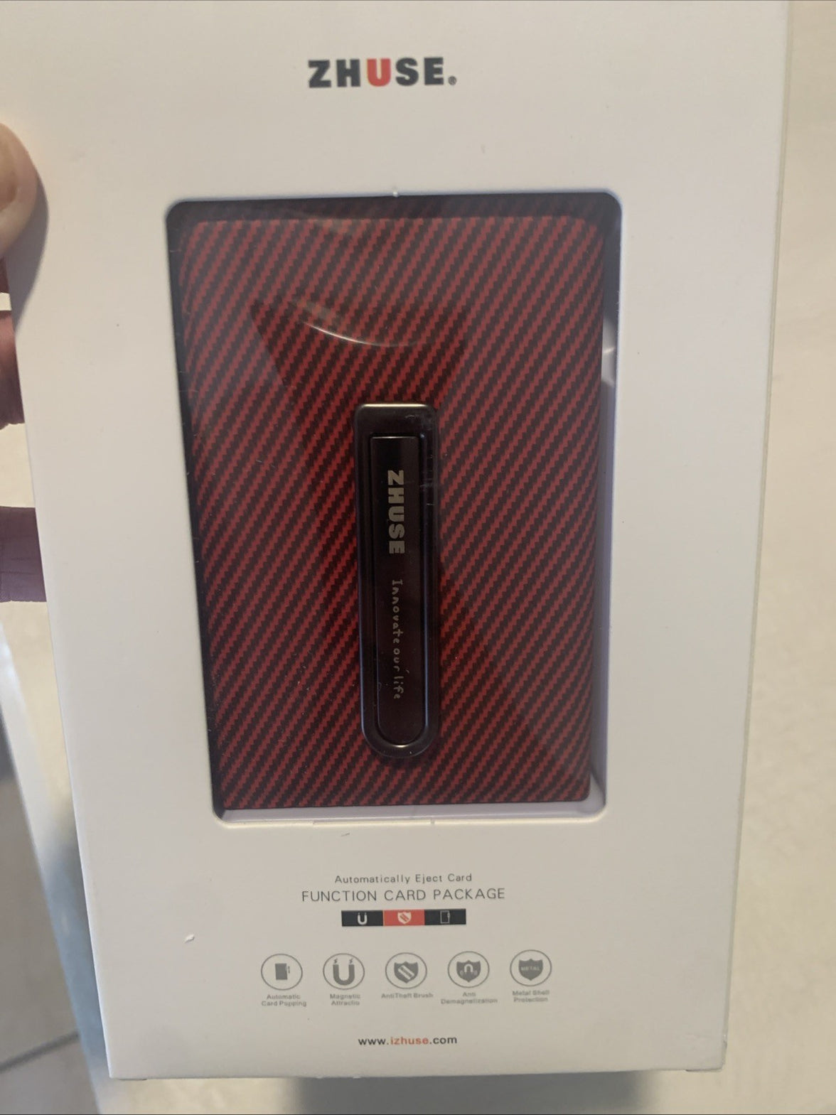 ZHUSE Automatic Pop-Up RFID Blocking Credit Card Holder Metal Wallet red0