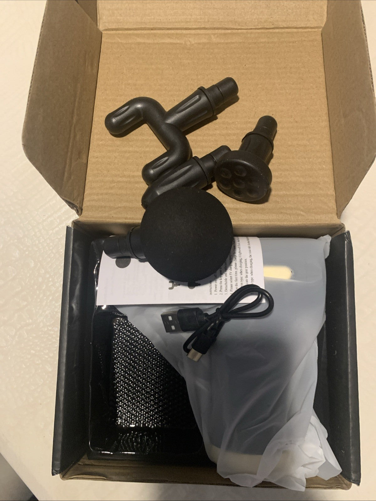 Cordless Handheld Massage Gun, 4 Heads, Rechargeable, Silver/Black, Full Body3