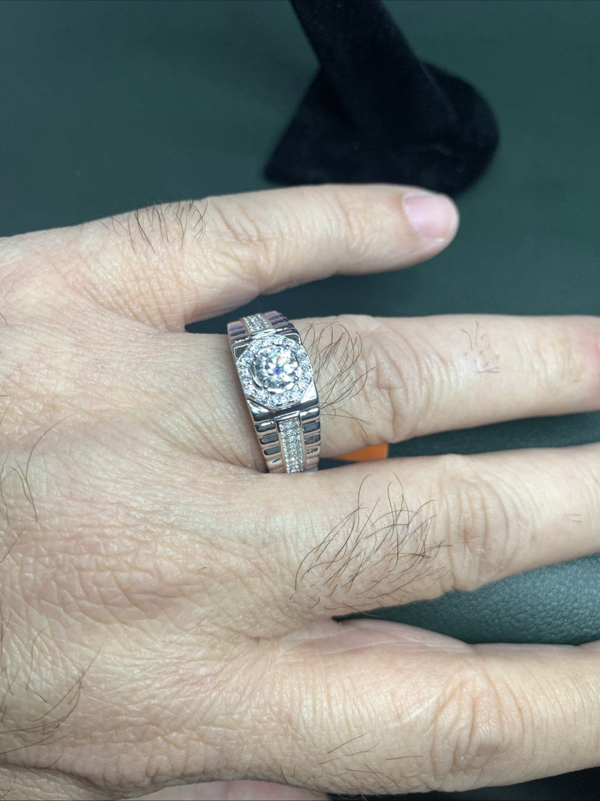 Men’s 925 Sterling Silver Cluster Ring, 2 CTW Of Moissanite. Size 119