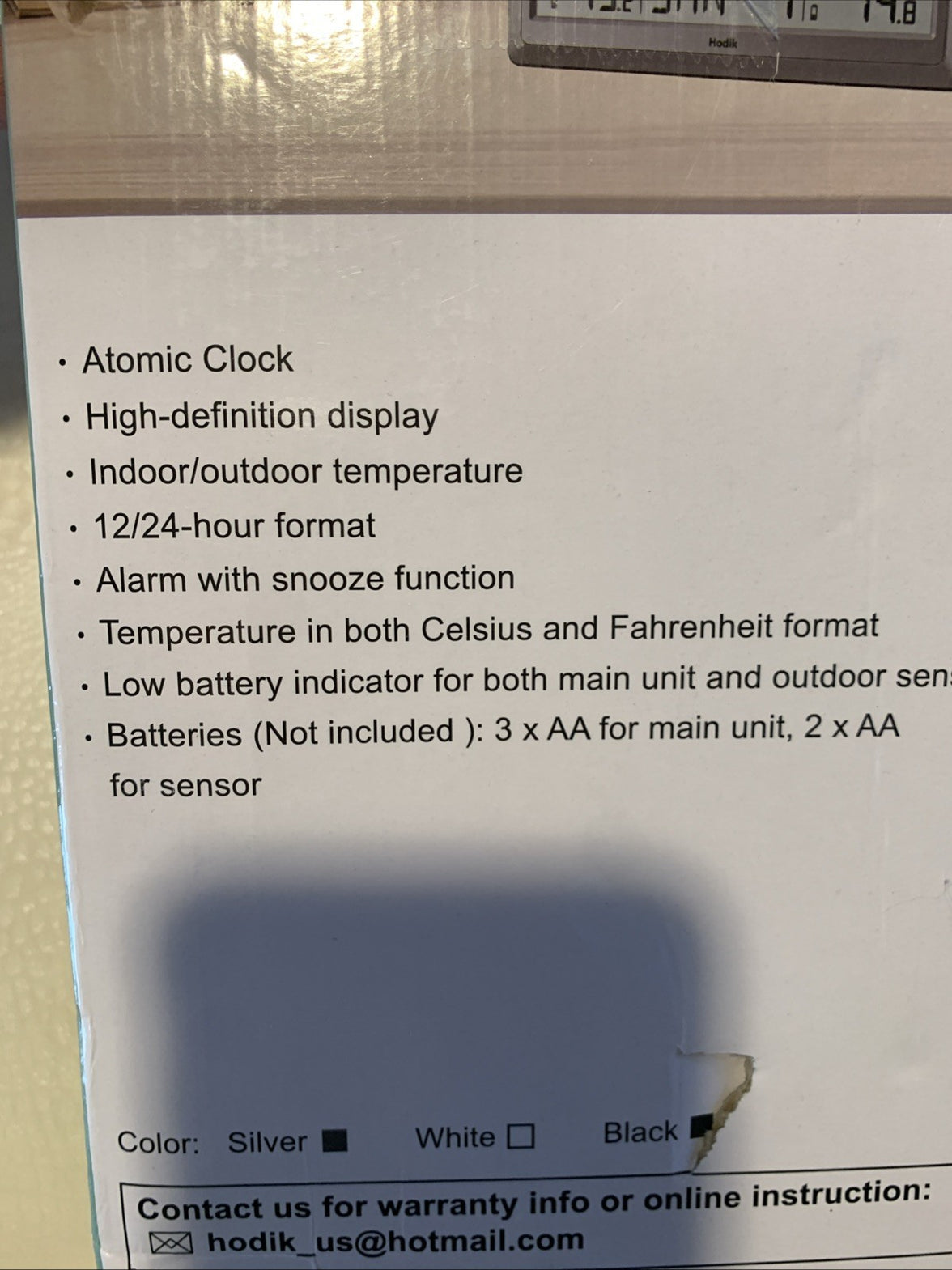 Hodik Atomic Clock With Indoor/Outdoor Temperature With Backlight4