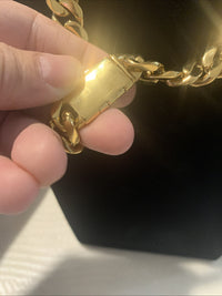 Cuban Link Chain 14k Gold-Plated 24-inch 14 mm & Bracelet 8” 14mm, SS, “R”5