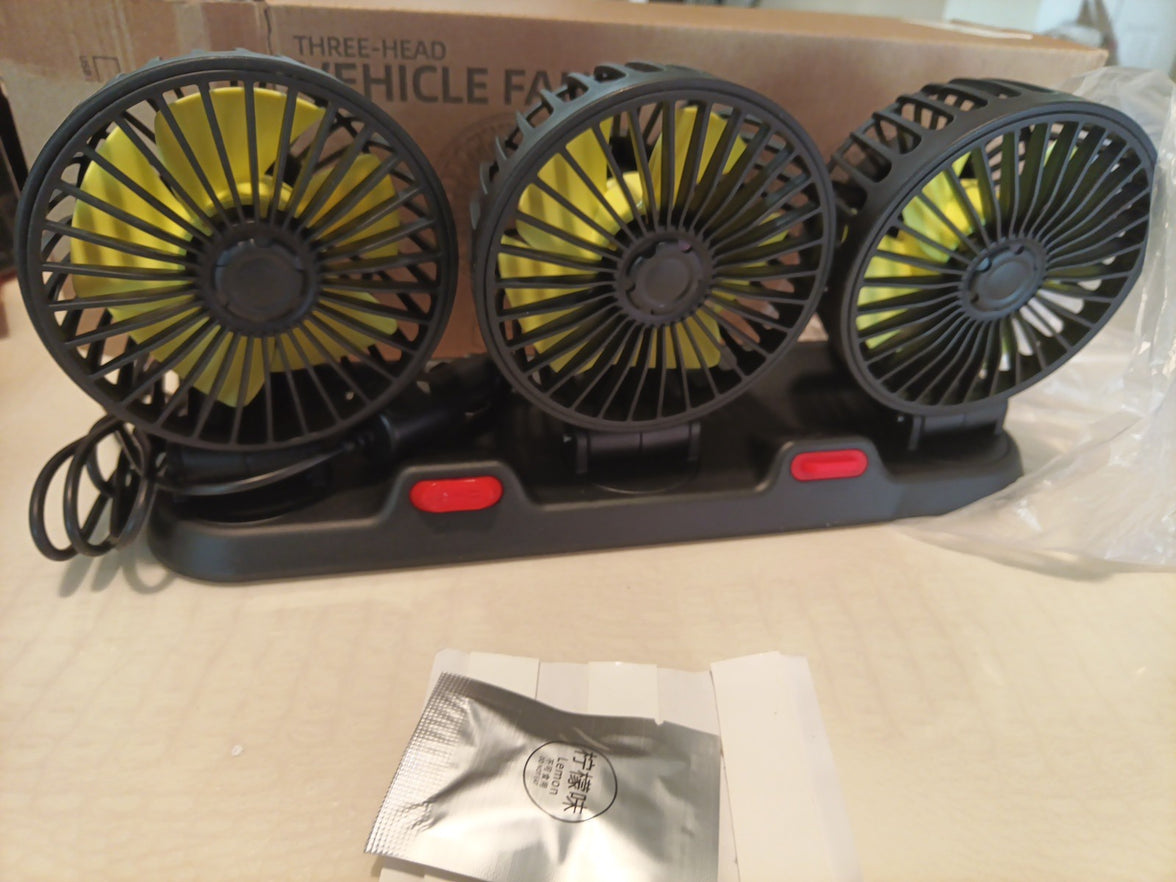 2X 12V Three Head Car Fan Vehicle Truck 360° Rotatable Auto Cooling Cooler Fans6