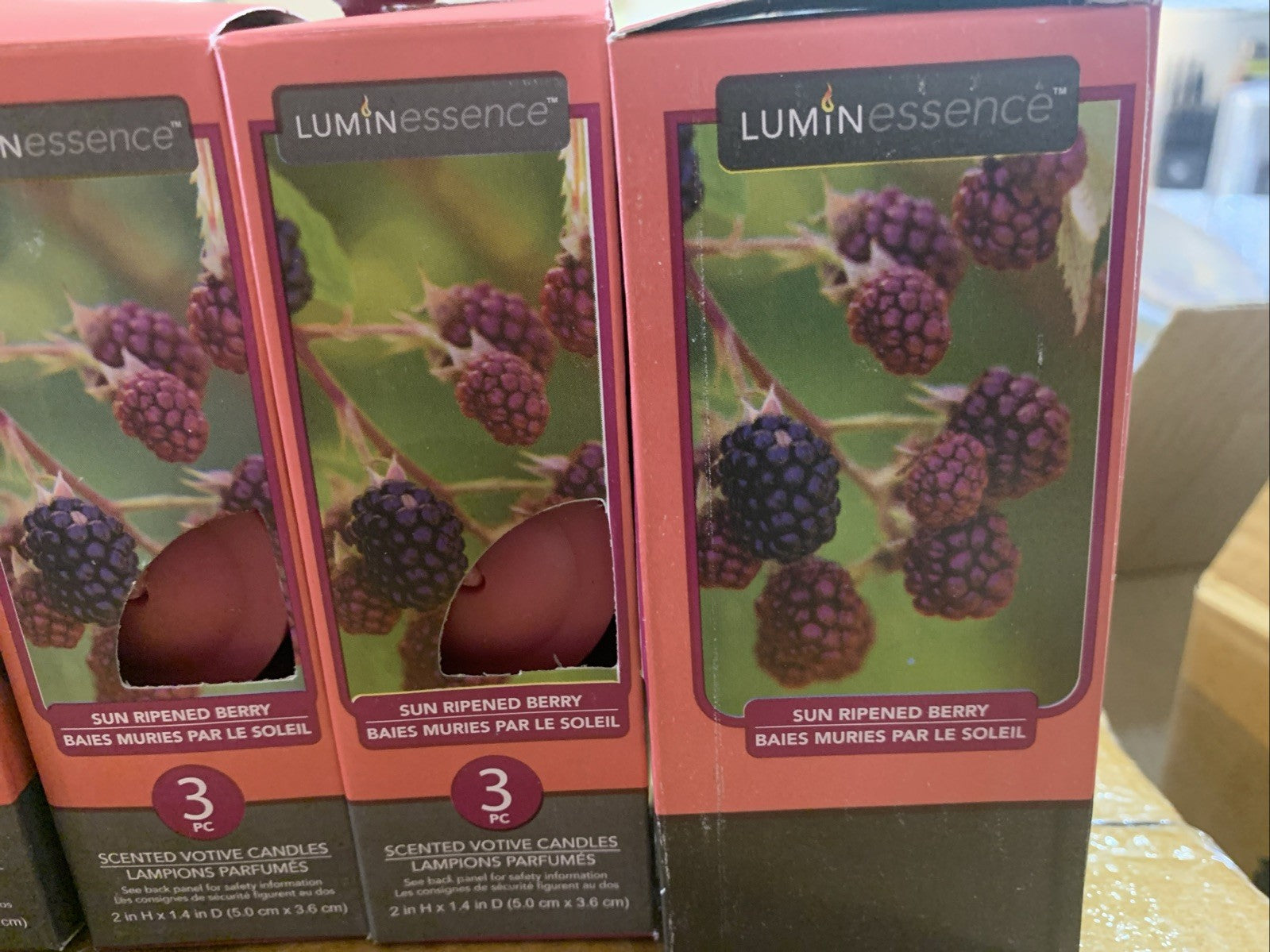 NEW 12 (5pac of 3) Luminessence Scented Votive Candles Sun Ripened Berry 2 inch6