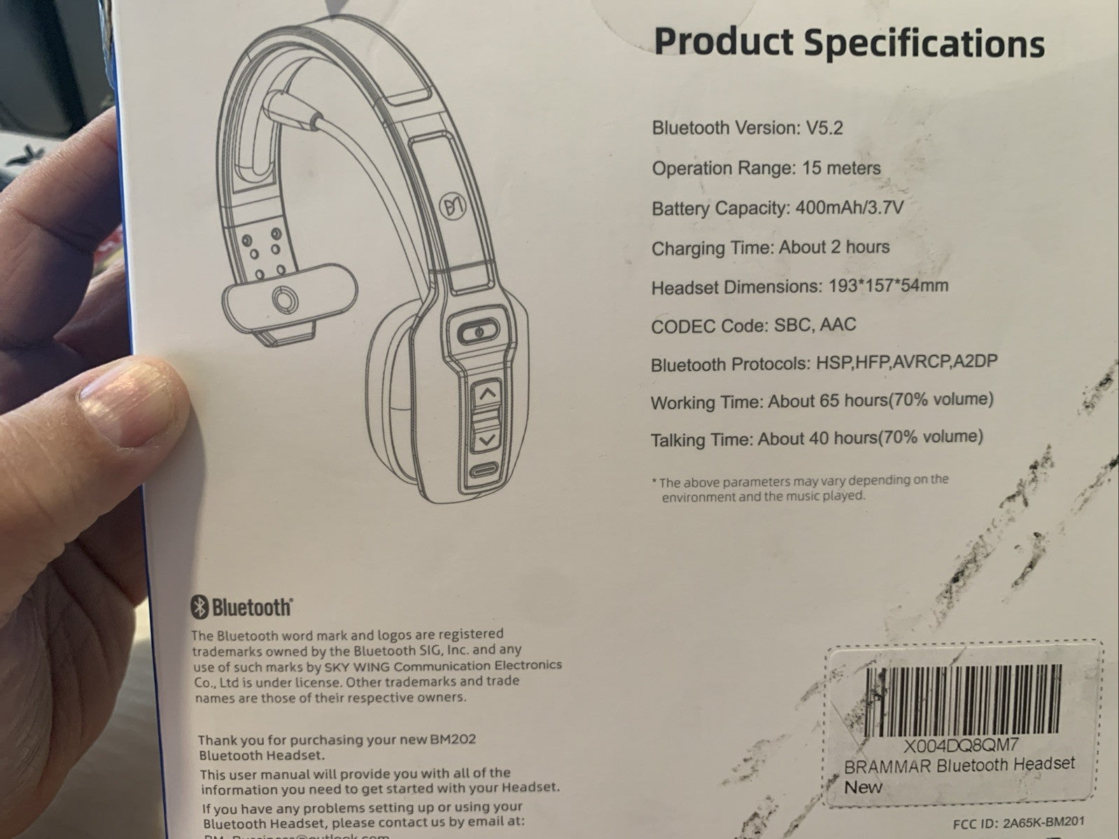 AI Trucker Headset Wireless Bluetooth 5.2 Noise Cancelling Mic For Phones PC US4