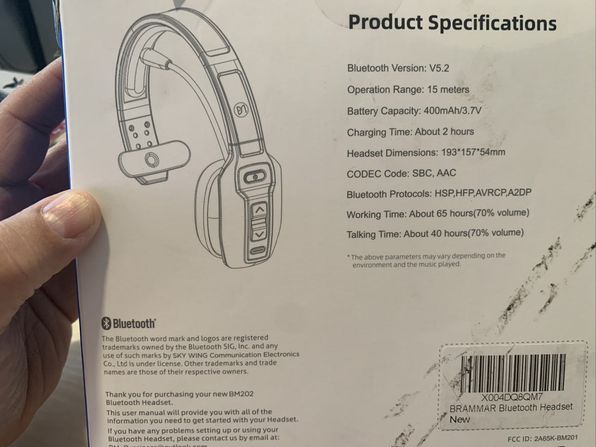AI Trucker Headset Wireless Bluetooth 5.2 Noise Cancelling Mic For Phones PC US4