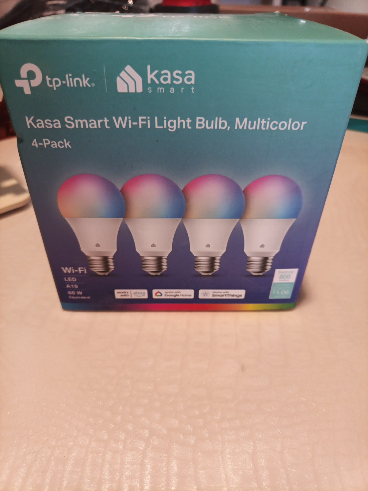 Kasa Smart Wifi Bulbs - Full Color Changing Dimmable A19, 9W 800 Lumens, 4 Pack0
