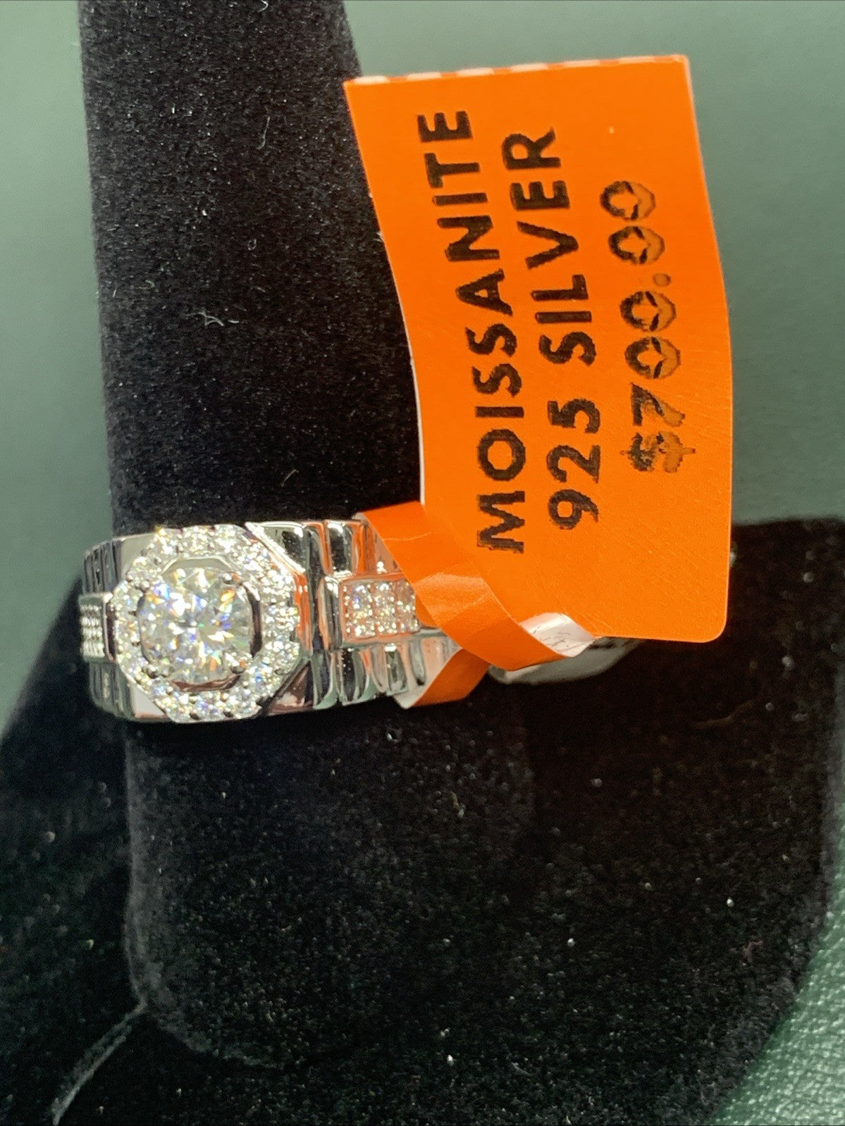 Men’s 925 Sterling Silver Cluster Ring, 2 CTW Of Moissanite. Size 112