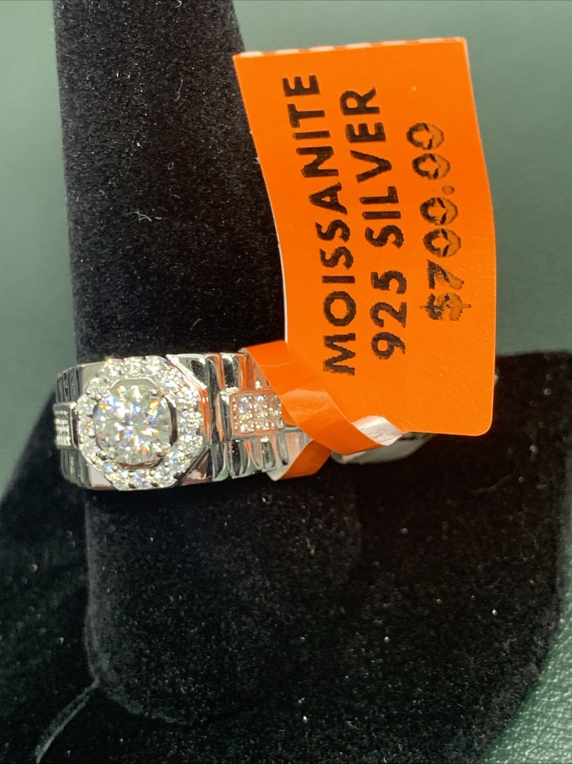 Men’s 925 Sterling Silver Cluster Ring, 2 CTW Of Moissanite. Size 112
