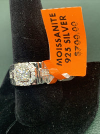 Men’s 925 Sterling Silver Cluster Ring, 2 CTW Of Moissanite. Size 112