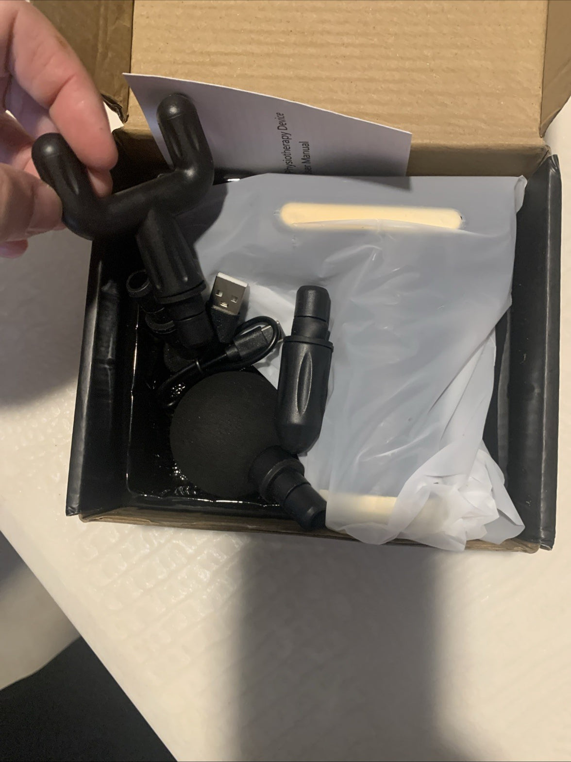 Cordless Handheld Massage Gun, 4 Heads, Rechargeable, Silver/Black, Full Body2