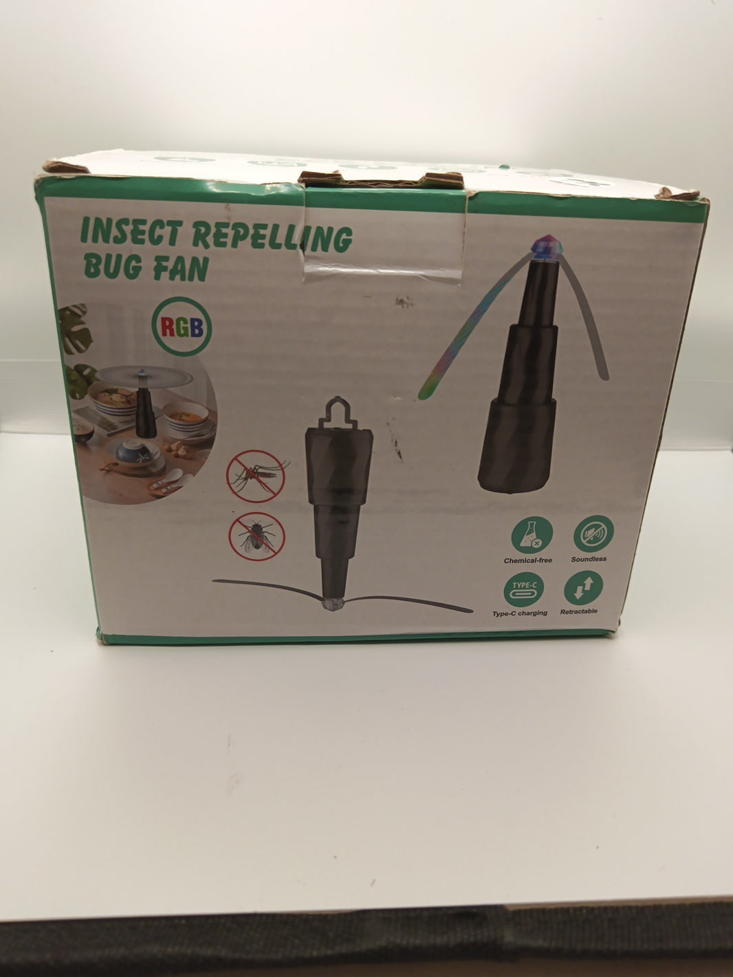 4PCS Bug Fly Repellent Fans for Tables with Holographic Blades and Hanging Hook0