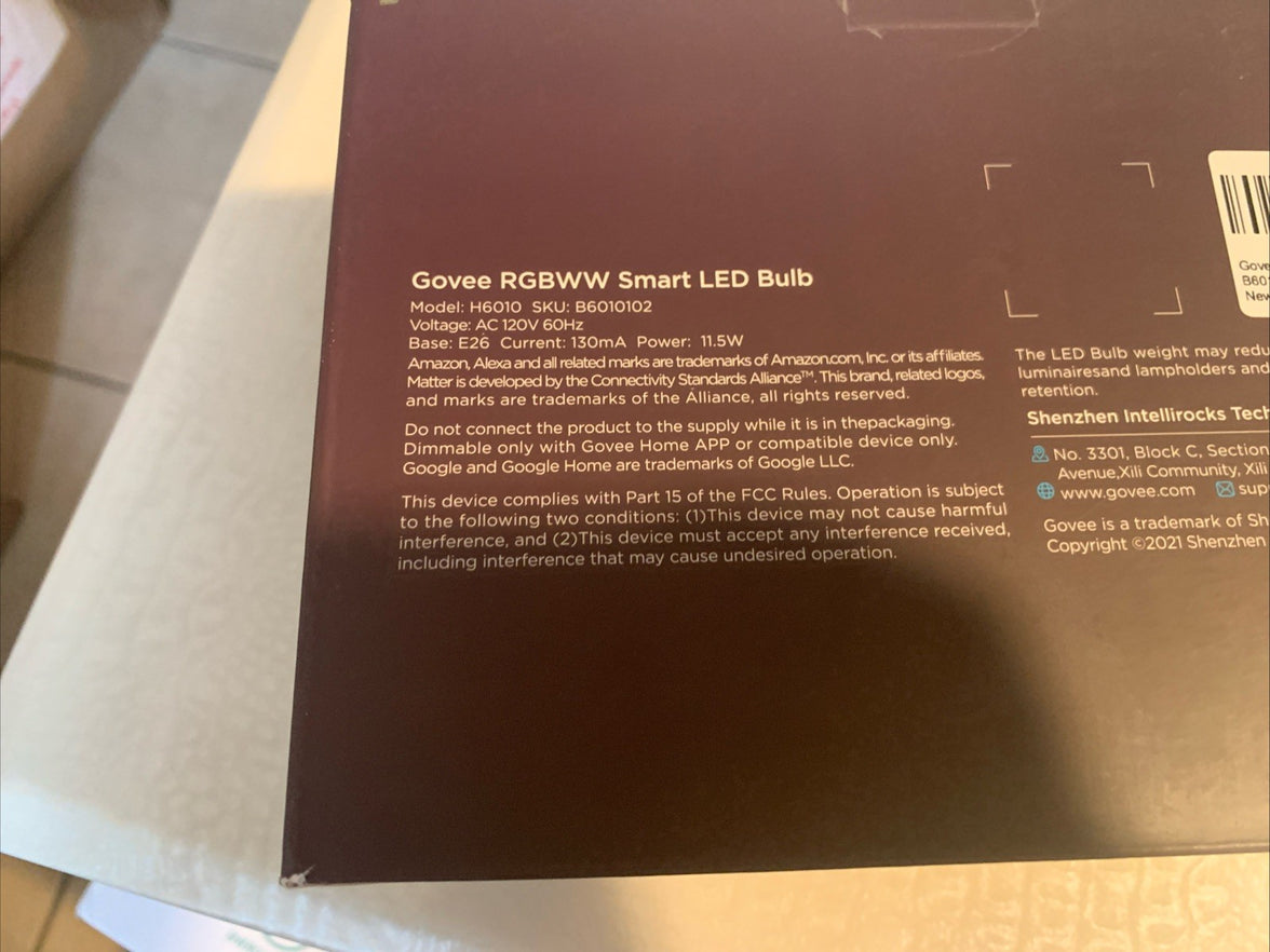 Govee RGBWW Smart Light Bulbs 1200 Lumens. H60105