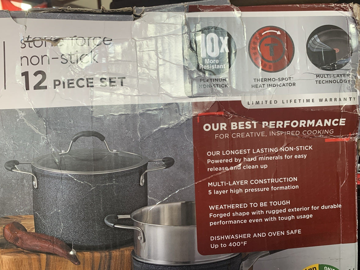 T-Fal Cookware Stone Force Nonstick Cookware Set 12 Piece See Photos2