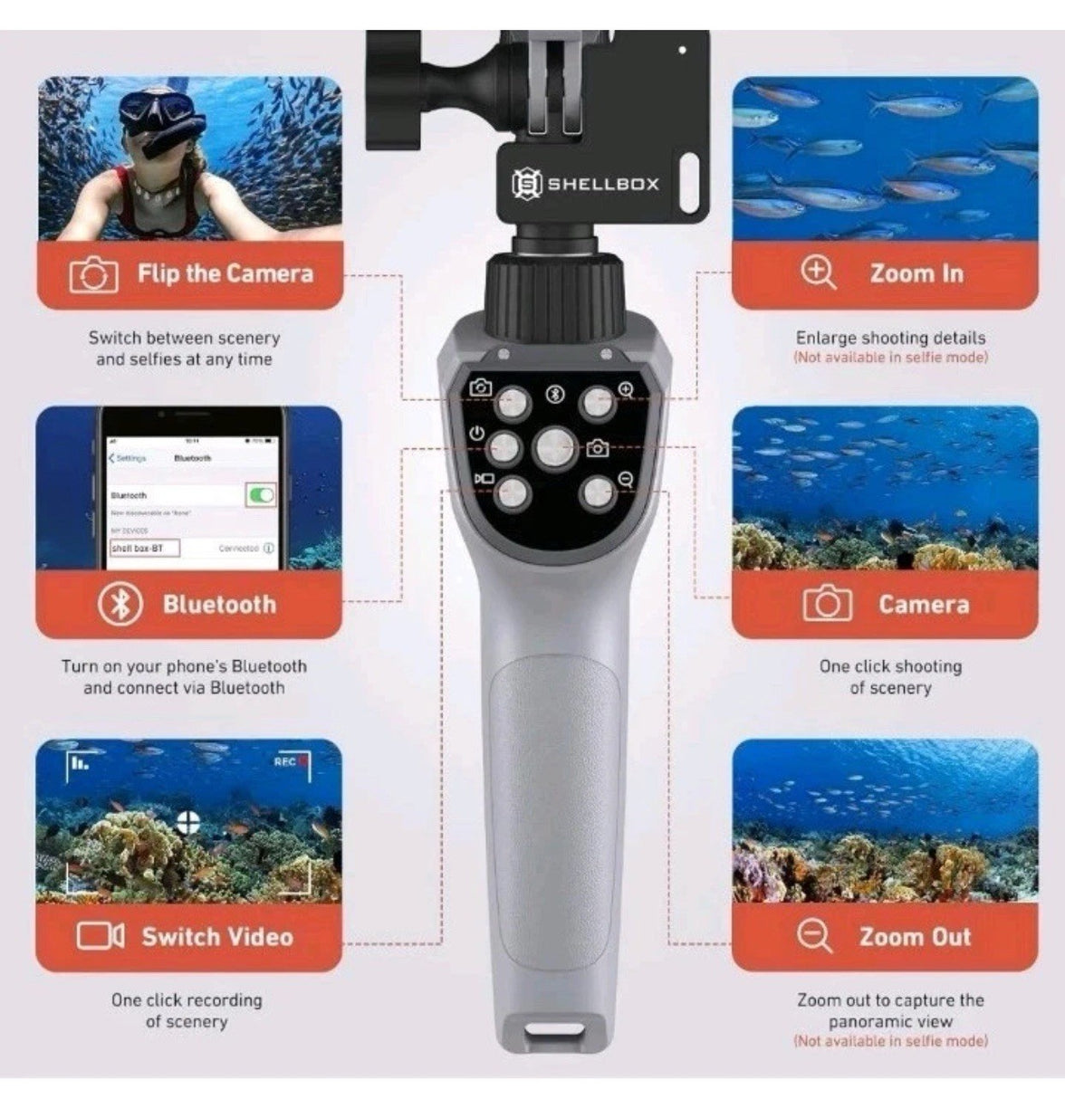Waterproof Selfie Stick, Extendable Phone Selfie Stick with Wireless Remote S...1