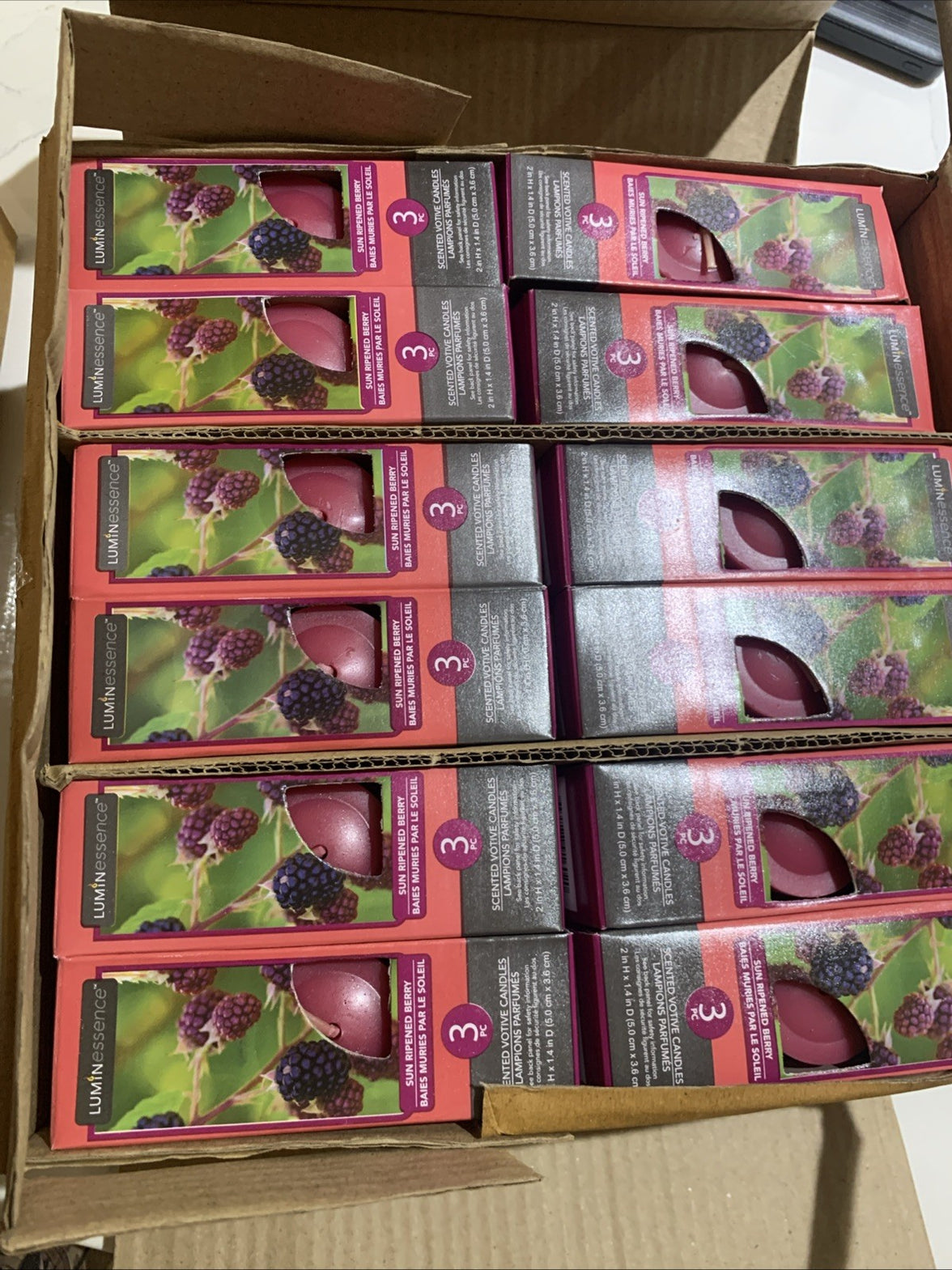 NEW 12 (5pac of 3) Luminessence Scented Votive Candles Sun Ripened Berry 2 inch1