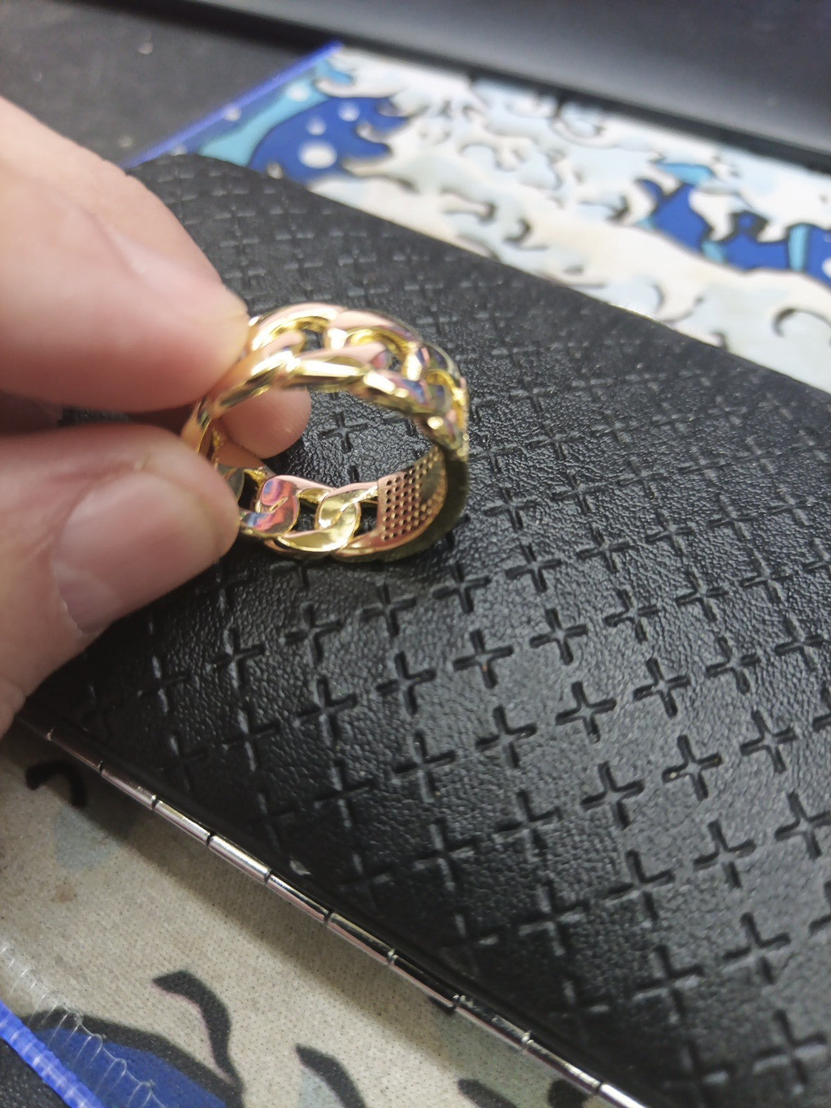 14k Dip Cuban Style Ring With CZ Diamonds Size 10, Beautiful Design 8
