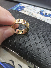 14k Dip Cuban Style Ring With CZ Diamonds Size 10, Beautiful Design 8