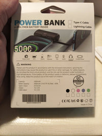 3-in-1 Power Bank 5000mAh 30W USB-C Charger Builtin Cable Adapter Pink,New2