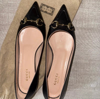 Gucci Black Leather Women's Shoes Ballerina Size 36.5 Erin Leather Horsebit0