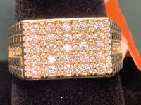 Men's Sterling Silver Over 18k Gold Vermeil Plated S 10, Man Made Diamonds 1ctw2