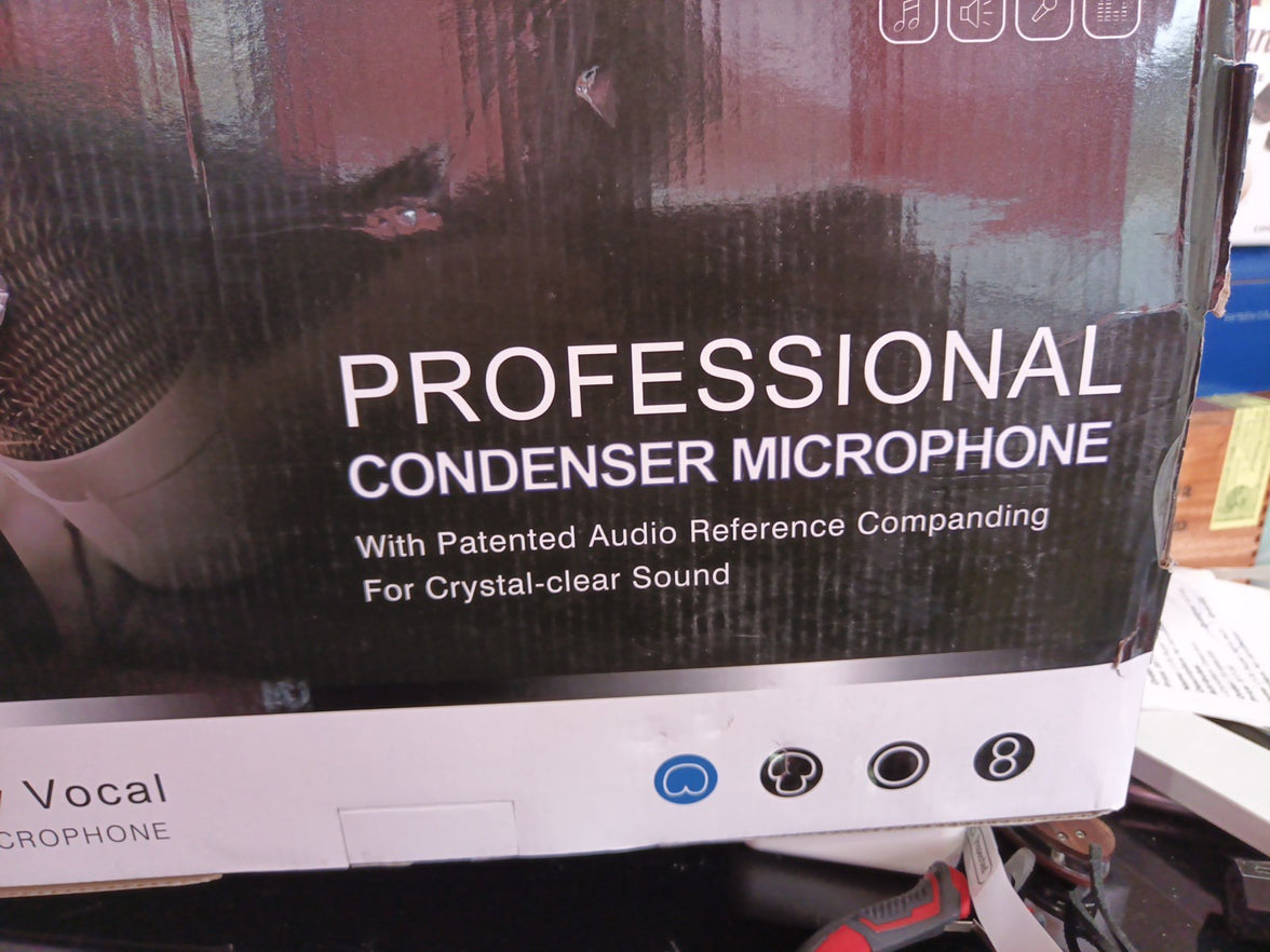 Professional Condenser Microphone & Stand Legendary Vocal Sing Live Sound Card1