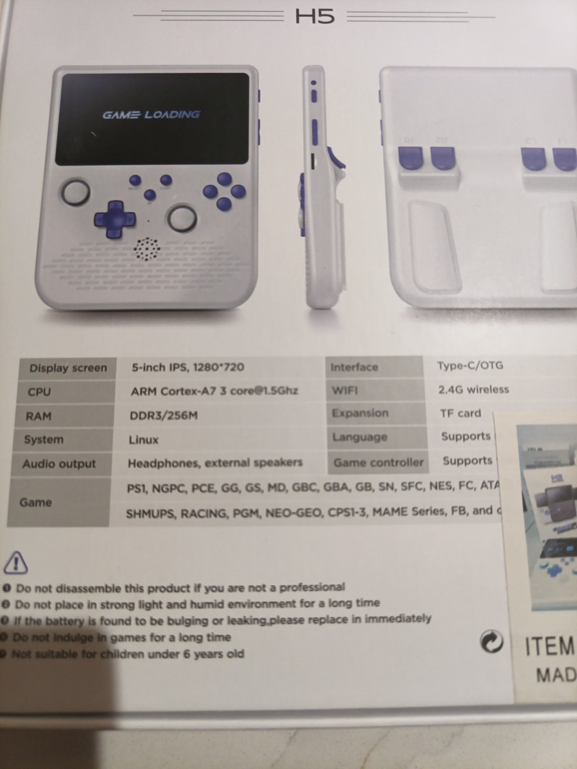 H5 5.0" HD IPS Screen Open Source Linux System Retro Handheld Video Game Console11