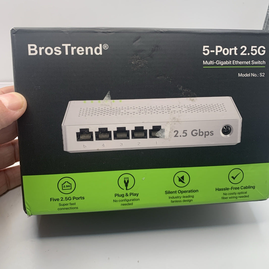 BrosTrend 5-Port 2.5G Muti-Gigabit Ethernet Switch Model No: S2 Plug&Play Silent0