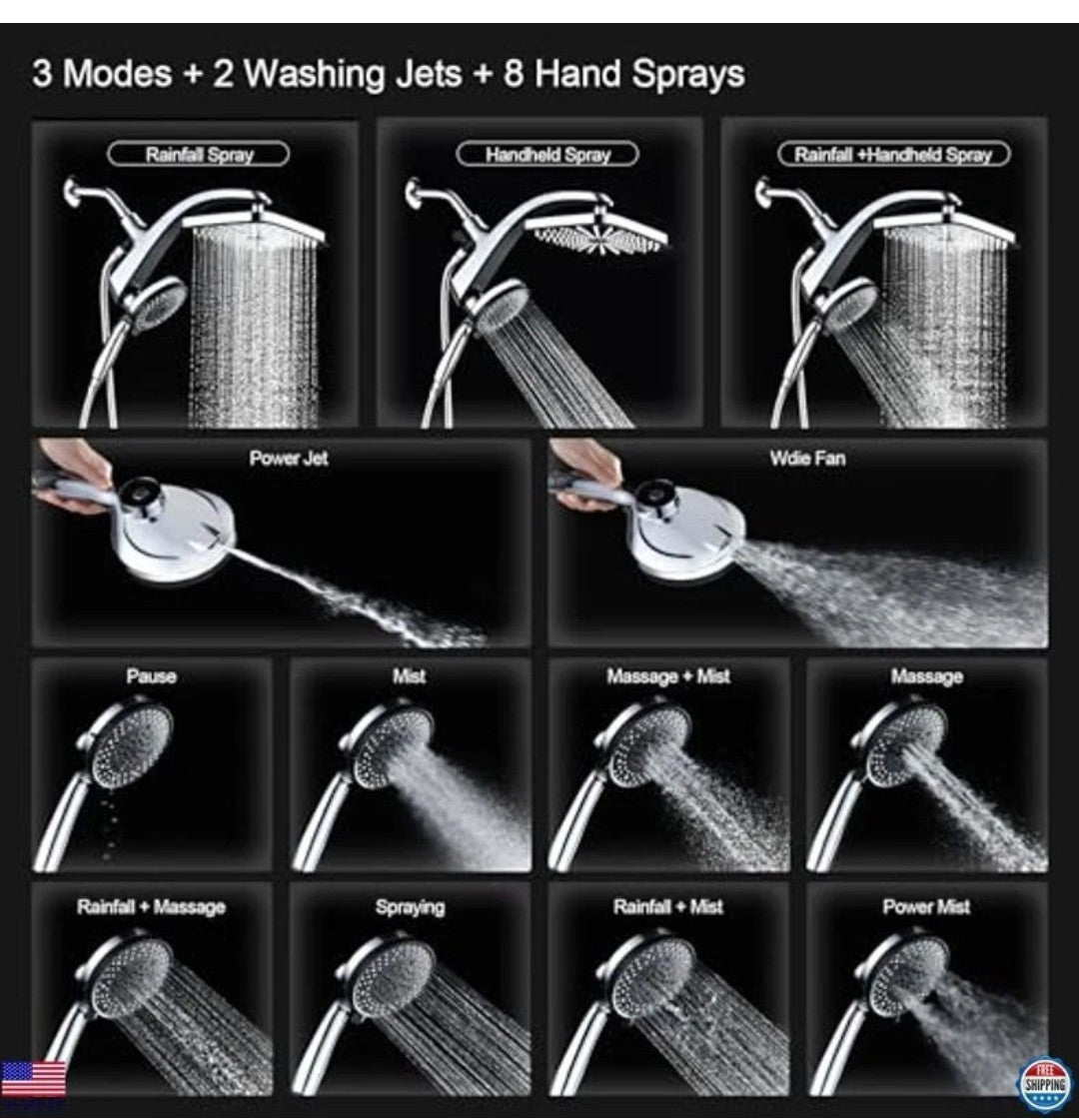 High Pressure Rain Shower Head: Premium System with Handheld Spray, 10 Settings4
